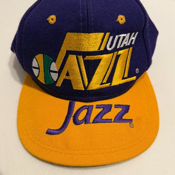 Vintage Sports Specialties Utah Jazz Snapback Hat Cap OSFA Purple Yellow RARE - Picture 2 of 9